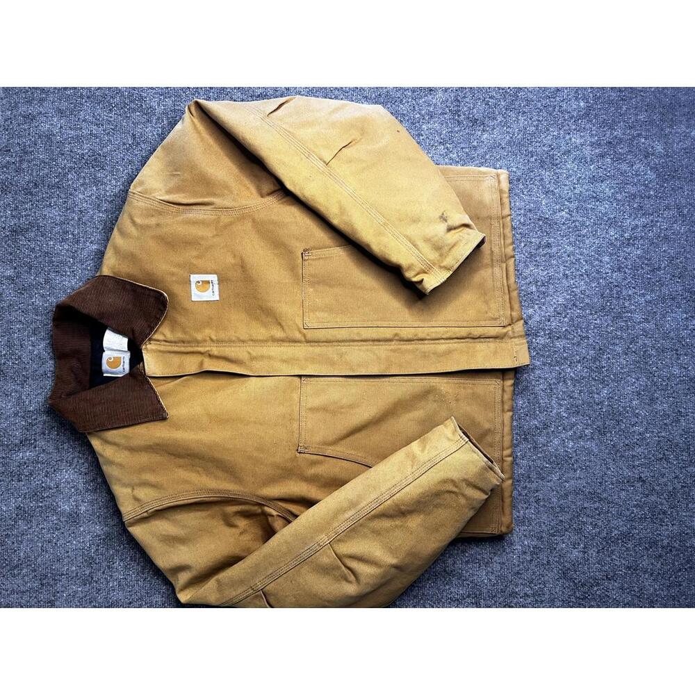 90’s Carhartt Men's Utility Jacket with Corduroy Collar